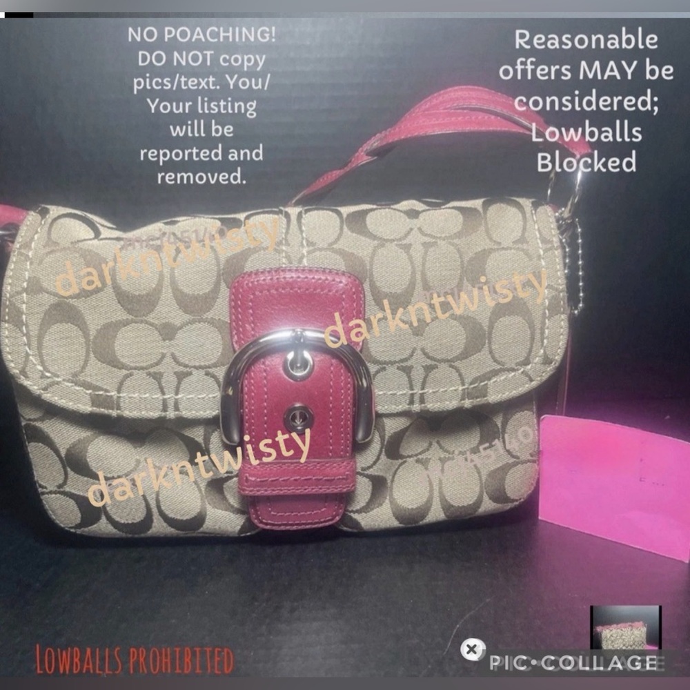 VINTAGE Coach SOHO Signature Textile Jacquard & leather handbag Braided strap .